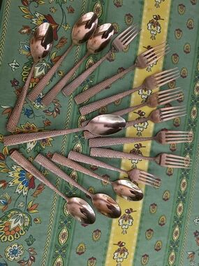 4/$97 Deal! Elite Textured Copper Flatware Set